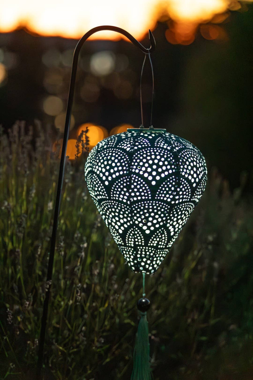 *New* Stella Tassel 29.5" Balloon Solar Lantern - Jade