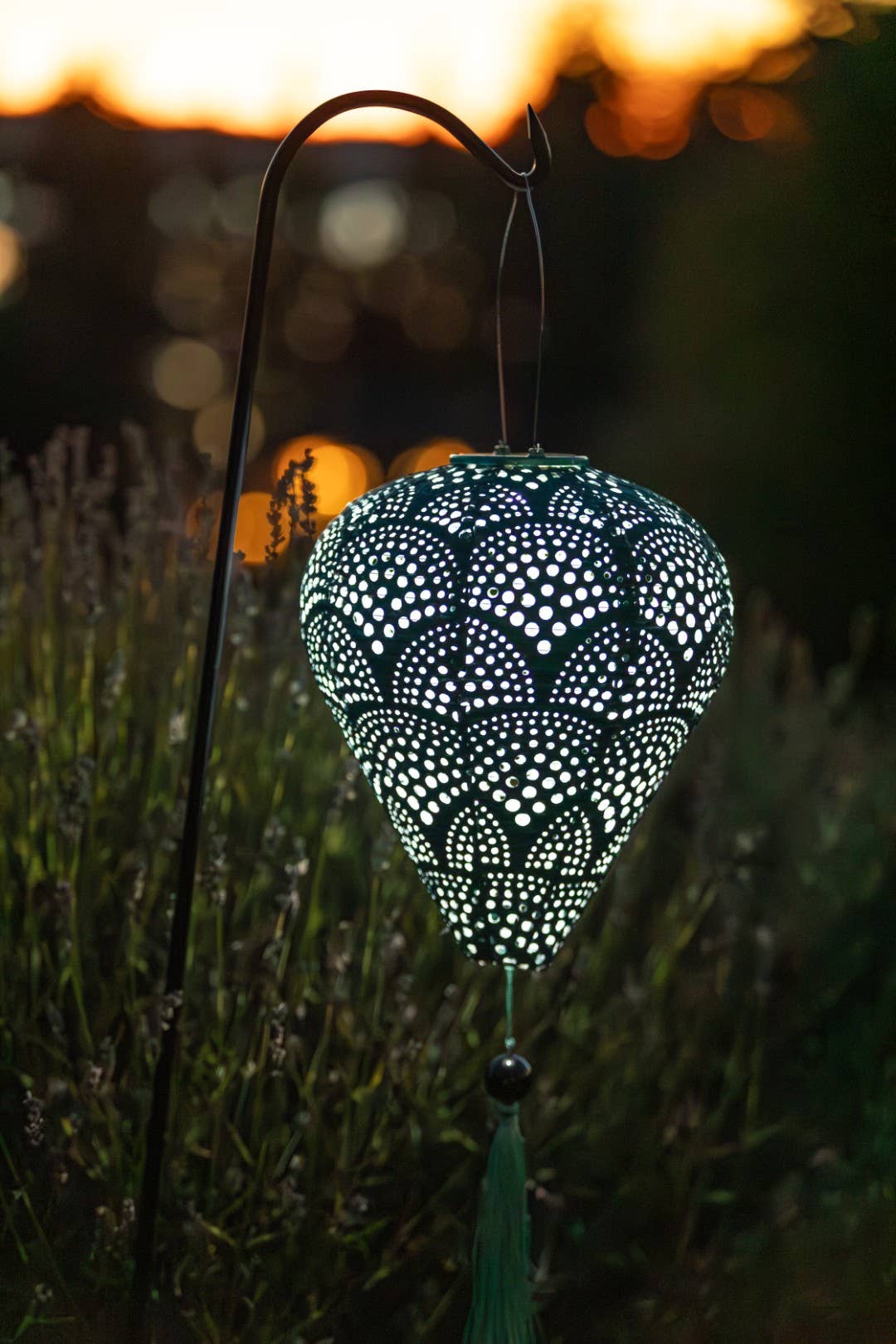 *New* Stella Tassel 29.5" Balloon Solar Lantern - Jade