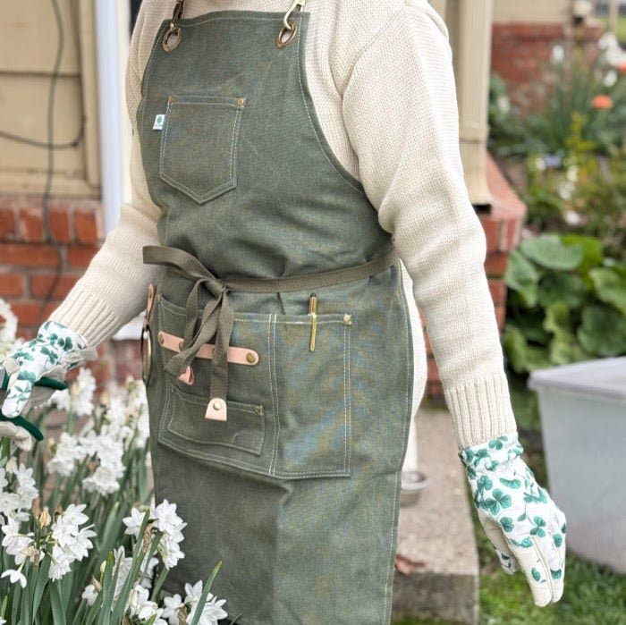 Gardening Apron, Waxed Canvas Apron with Pockets
