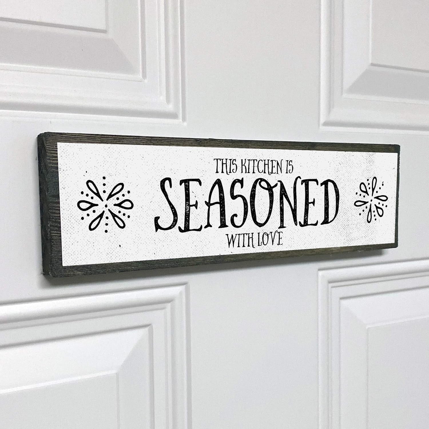Kitchen Wood Signs (Medium - Wood and Metal, This Kitchen Is Seasoned with Love)