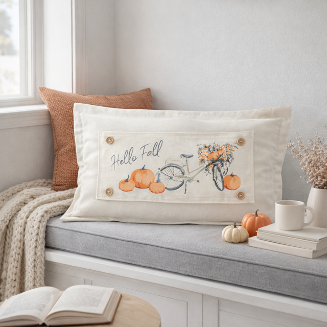 PANEL ONLY: Hello Floral Boho; Autumn VINTAGE FALL BIKE