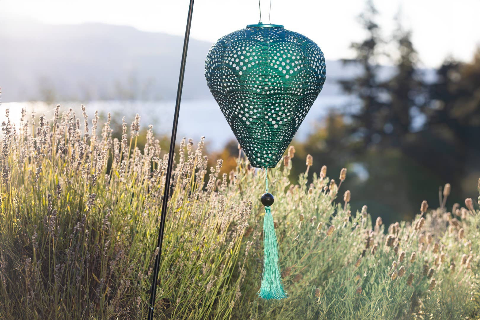 *New* Stella Tassel 29.5" Balloon Solar Lantern - Jade