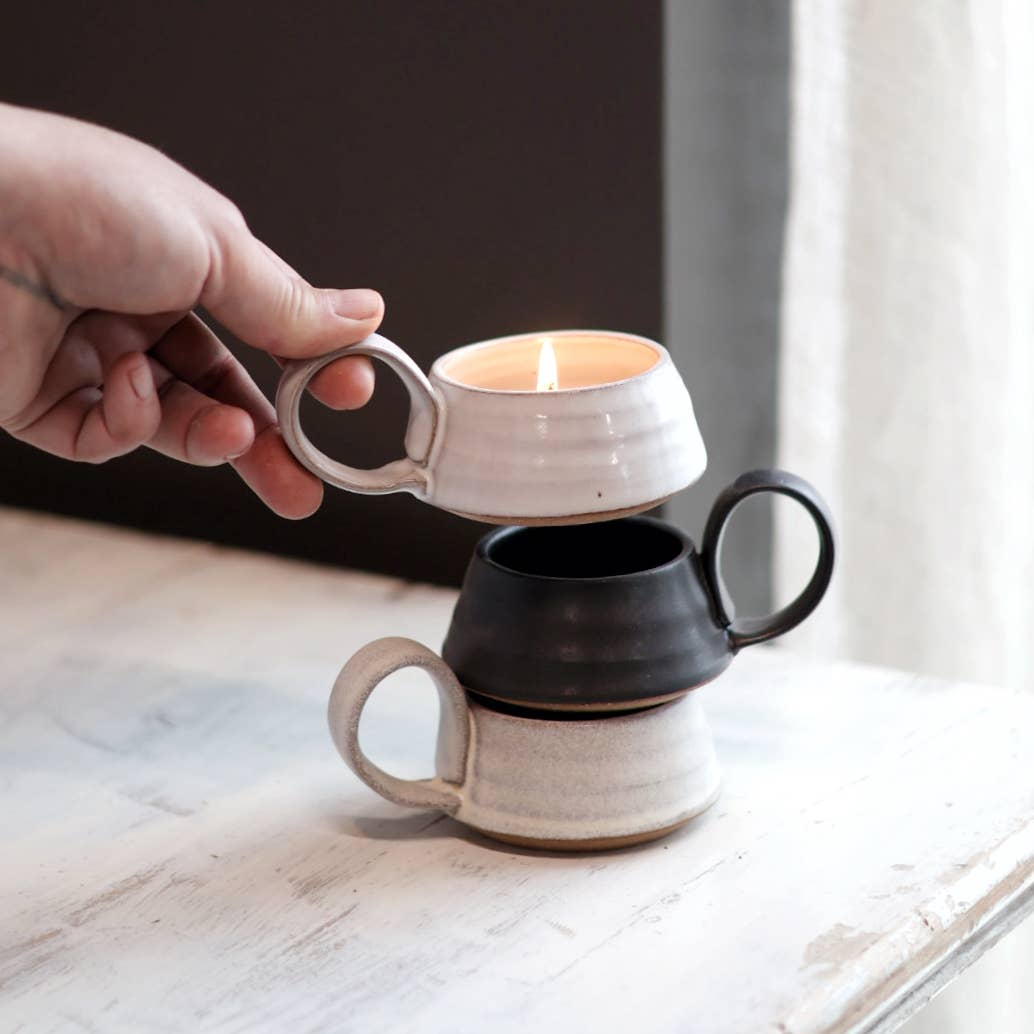 Handmade Stoneware Candle Lantern with Loop Handle "Arriving Mid-June - MADE IN USA!"