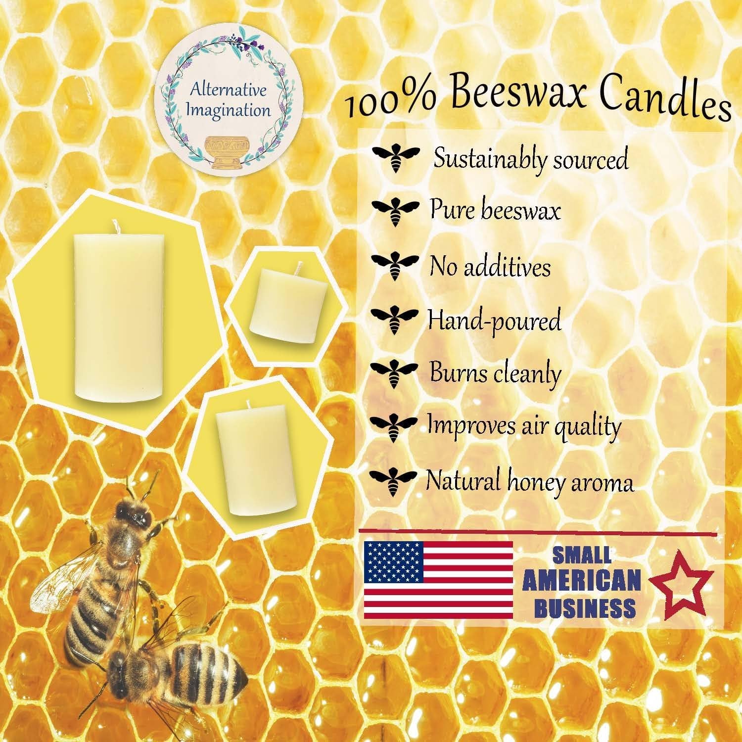 Beeswax White Pillar Candles - 3X4-100% Pure Beeswax Candles - 60 Hour - Unscented, Smokeless, Dripless for Home Decor, Wedding Decor, Spiritual Gifts, Spa Gifts - 1 Pack -