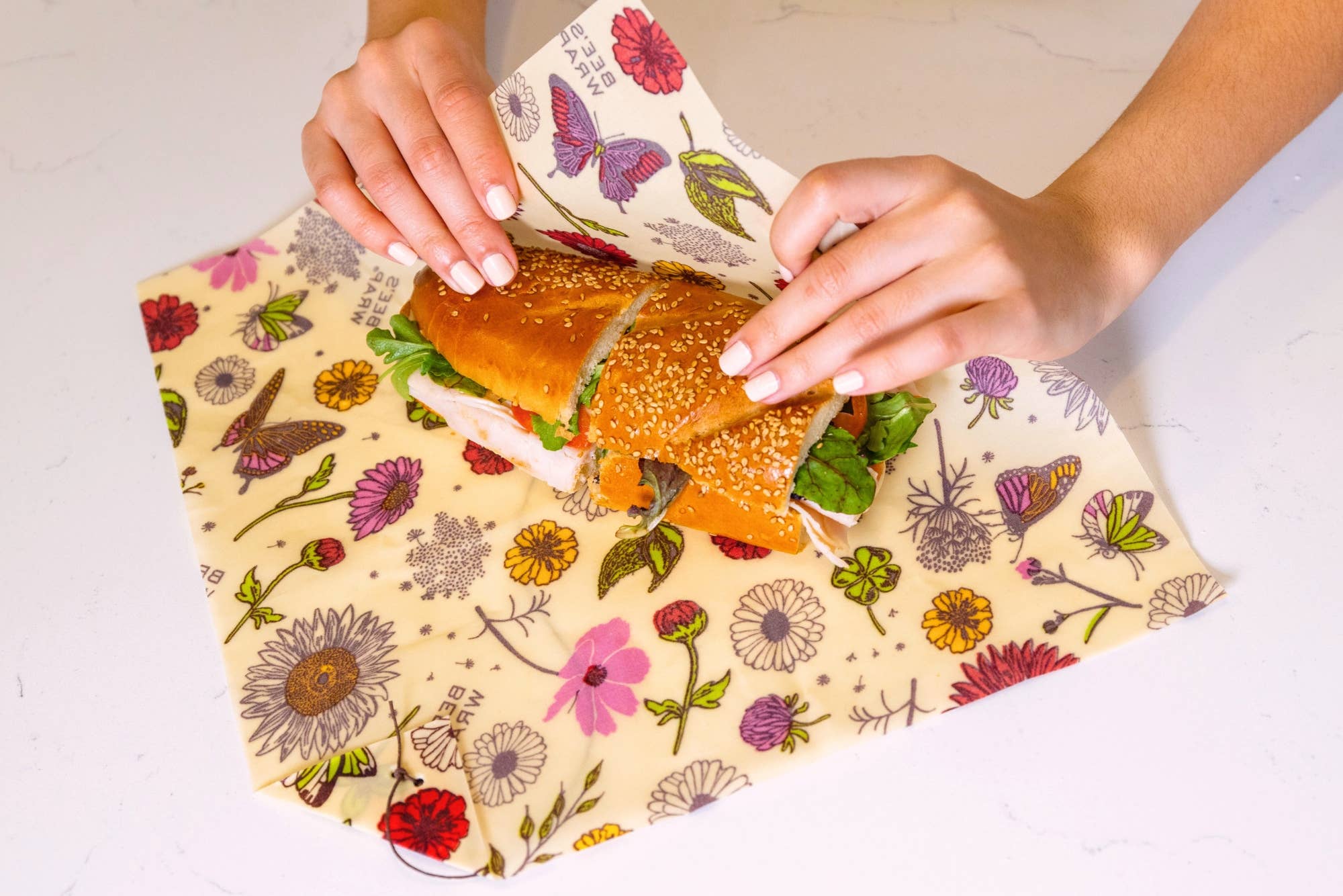 Reusable Beeswax Sandwich Wrap – Meadow Magic Organic Cotton Lunch Wrap
