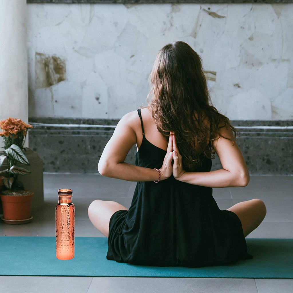Pure Copper Water Bottle 34 oz - Hammered / Perilla