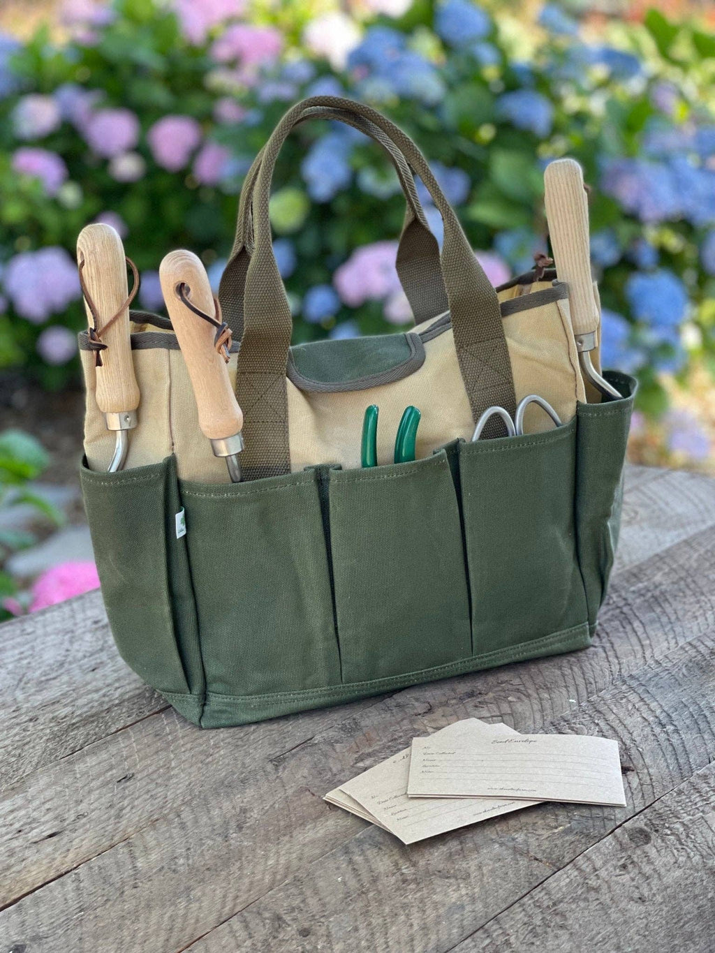 Garden Tool Bag – Heavy Waxed Canvas Tote for Tools & More - Made in USA!