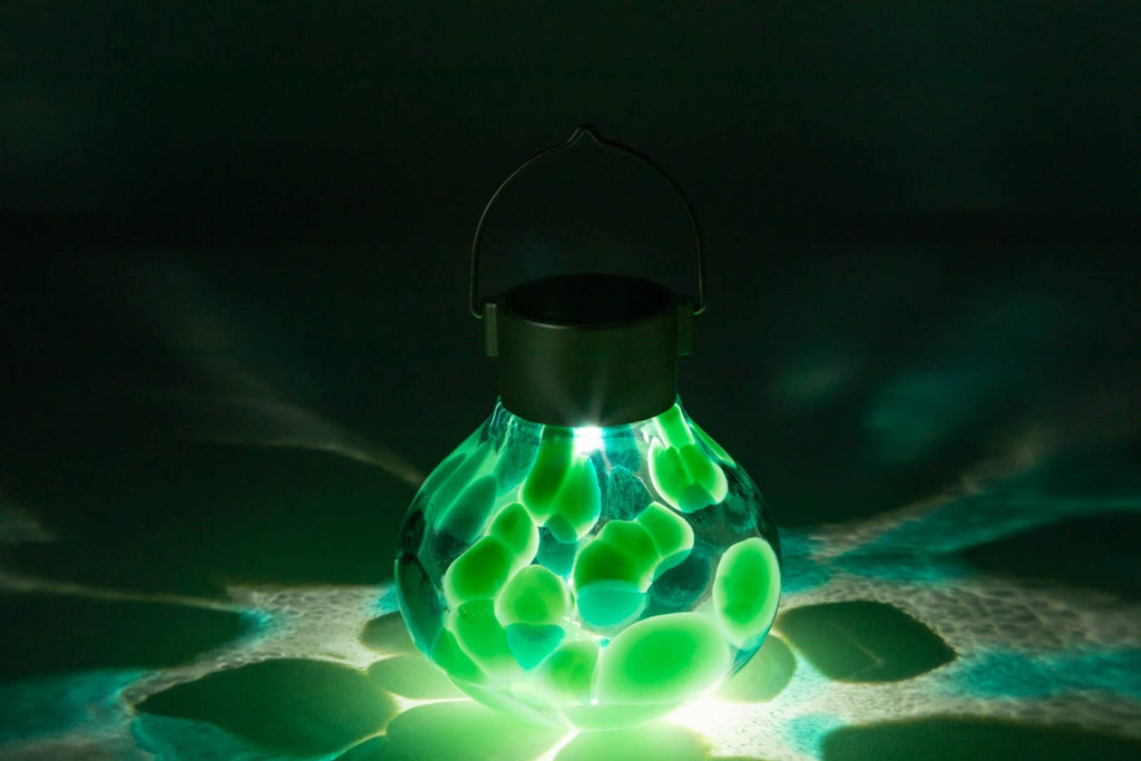 *New* Tea Lantern - 5" Hand-Blown Glass Solar Lantern - Teal