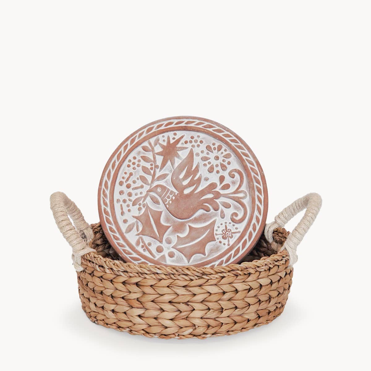 Dove Bread Warmer & Handwoven Seagrass Basket Set