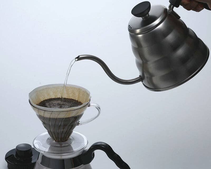 Coming Soon | V60 Buono Stainless Steel Gooseneck Pour-Over Kettle, Silver, 600mL — Hario