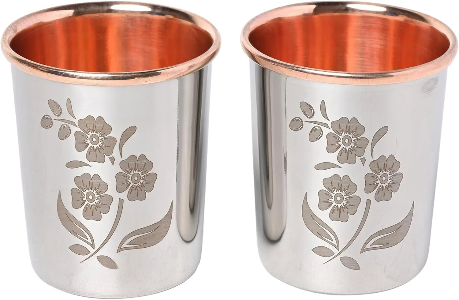 - Dual-Layer Copper & Stainless Steel Tumbler Set 2 Pack - 250Ml for Ayurveda
