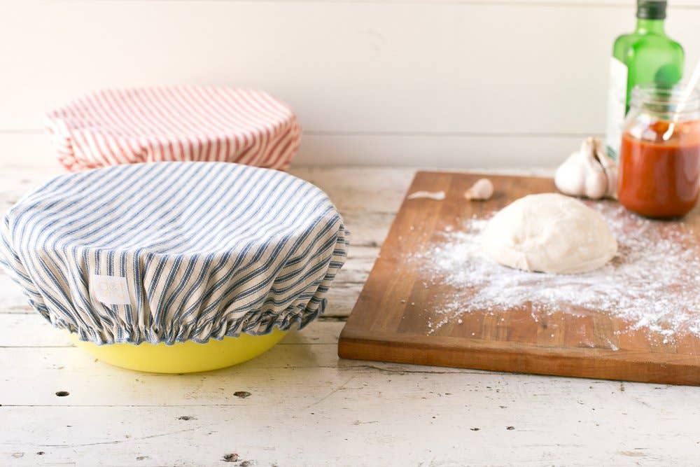 Reusable Bowl Cover in Ticking Stripes, Extra Large MADE IN USA!