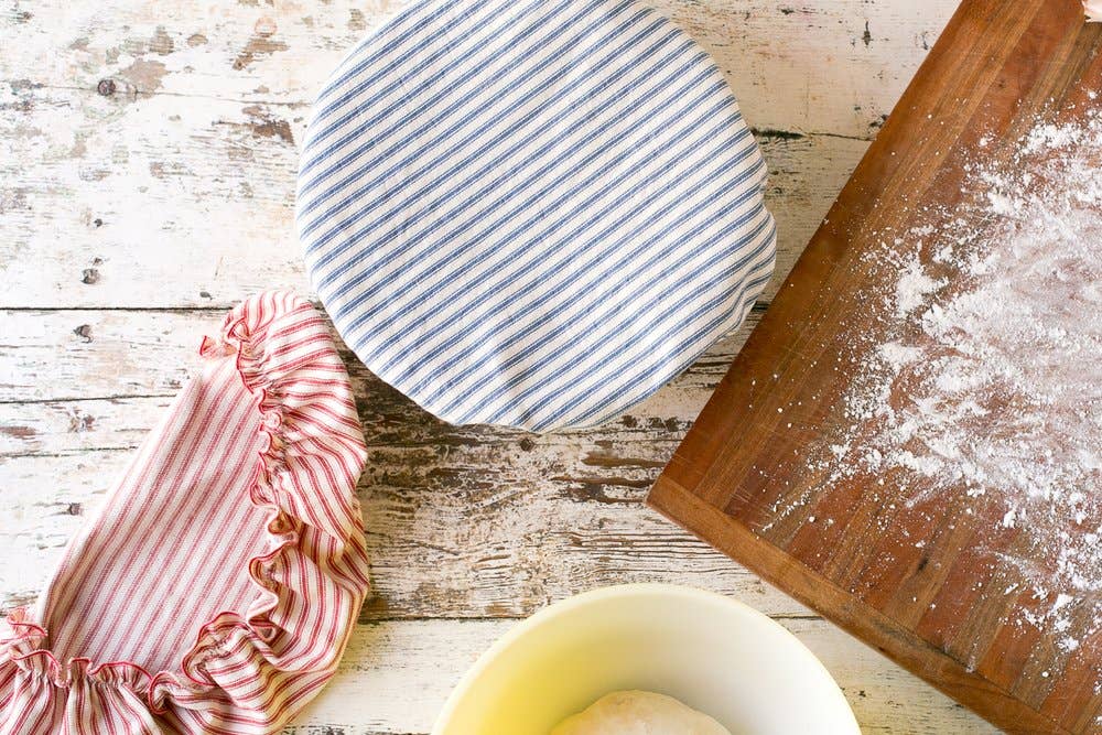 Reusable Bowl Cover in Ticking Stripes, Extra Large MADE IN USA!