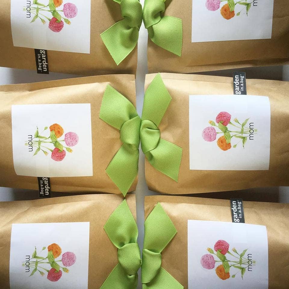 Mom Garden in a Bag – Zinnia Flower Growing Kit Garden Gift • Ready to Grow