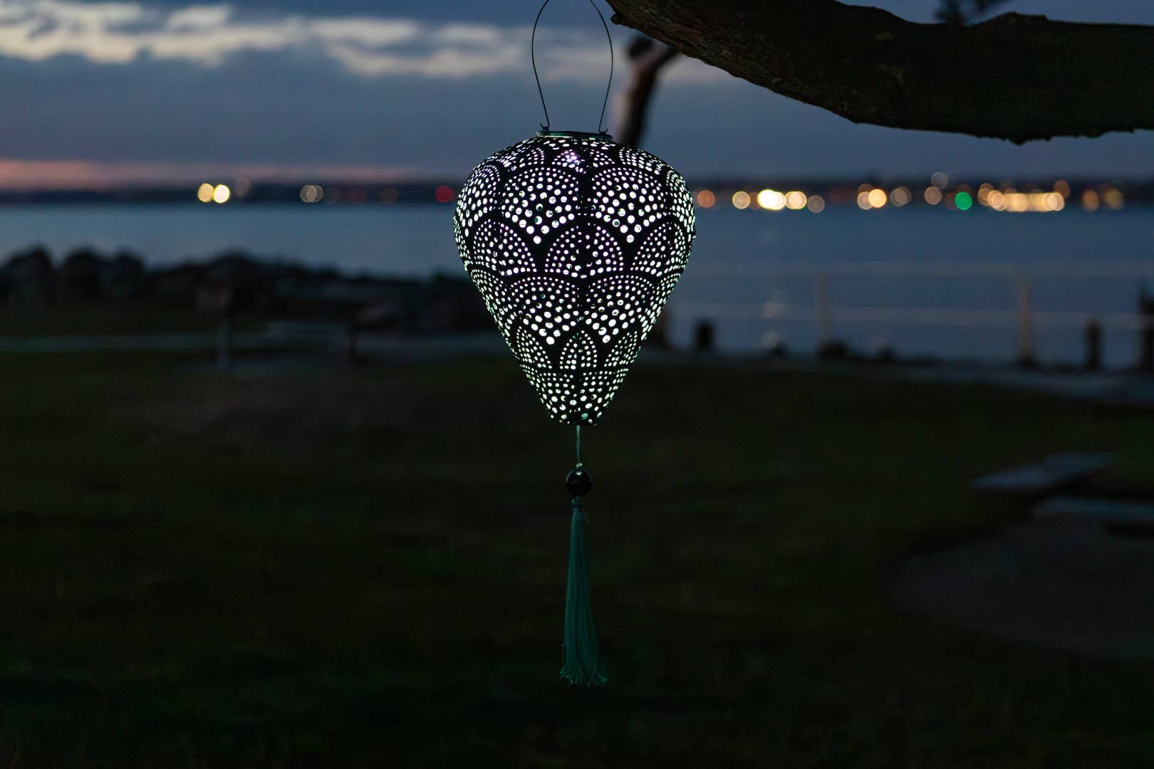 *New* Stella Tassel 29.5" Balloon Solar Lantern - Jade