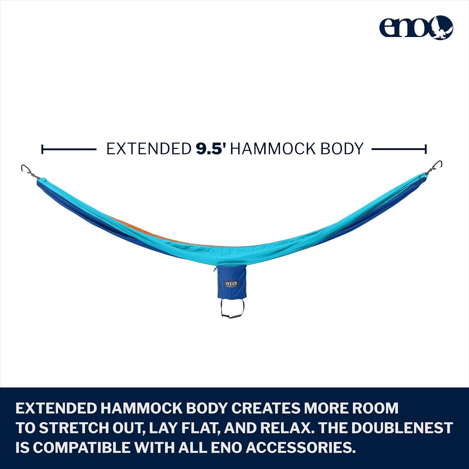 Doublenest Hammock - Lightweight, Portable, 1 to 2 Person Hammock - for Camping, Hiking, Backpacking, Travel, a Festival, or the Beach - Aqua/Sapphire/Amber