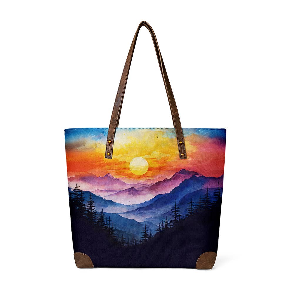 National Park Sunset Vintage Classic Eco Canvas Tote Bag