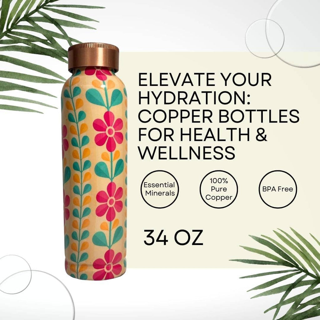 Pure Copper Water Bottle 34 oz - Wildflower | Perilla
