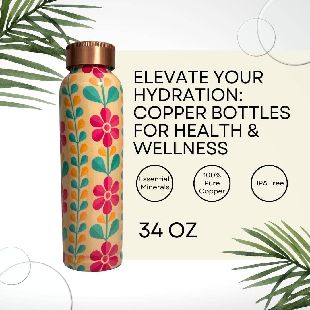 Pure Copper Water Bottle 34 oz - Wildflower | Perilla