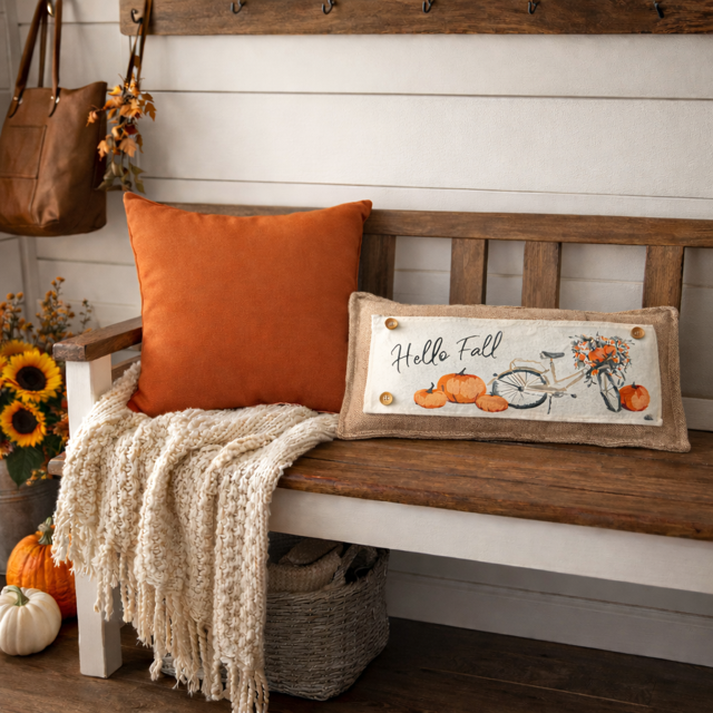 PANEL ONLY: Hello Floral Boho; Autumn VINTAGE FALL BIKE