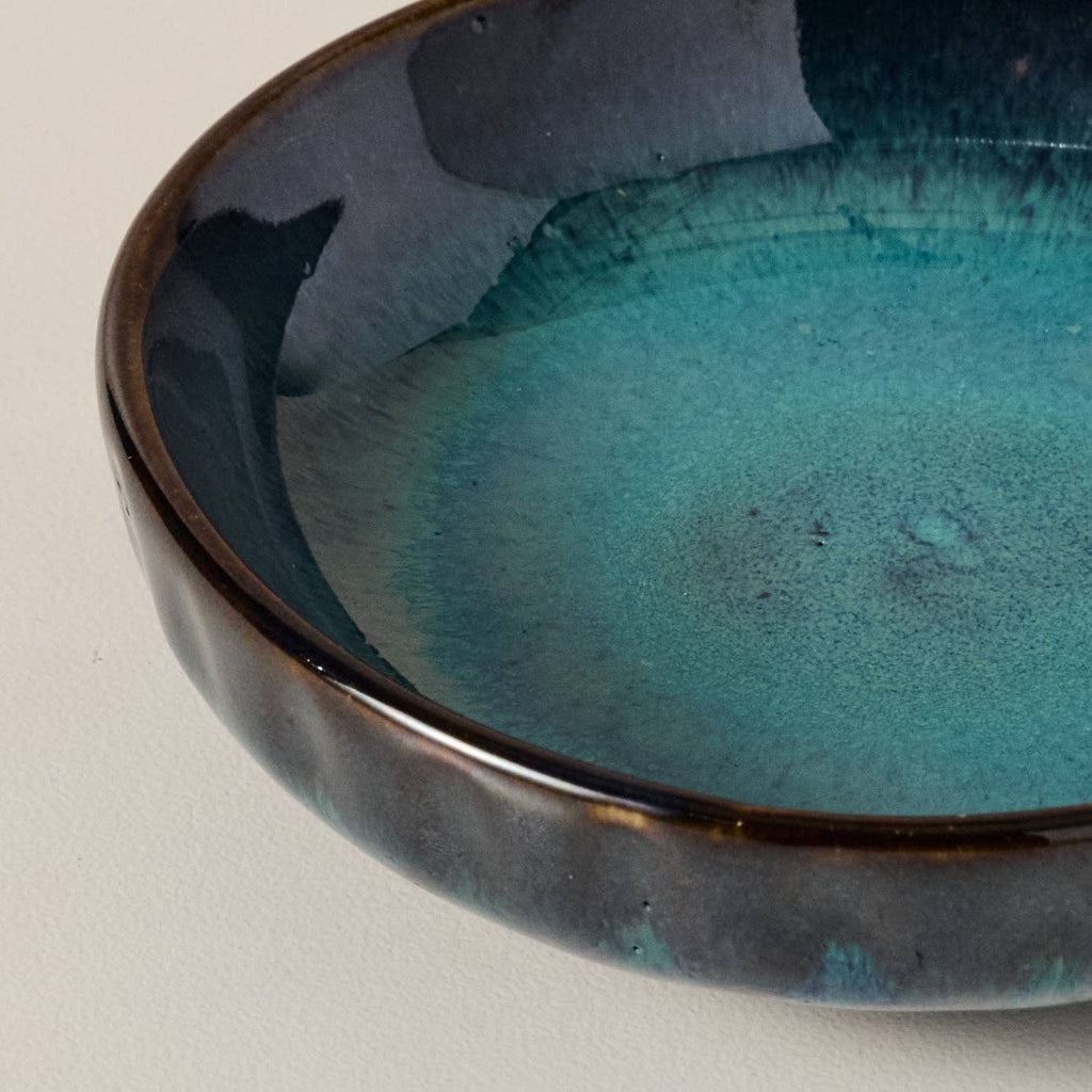 Artisan Olive Oil Dipping Dish | Blue Drip Glaze | Fair Trade – Only 2 Left!
