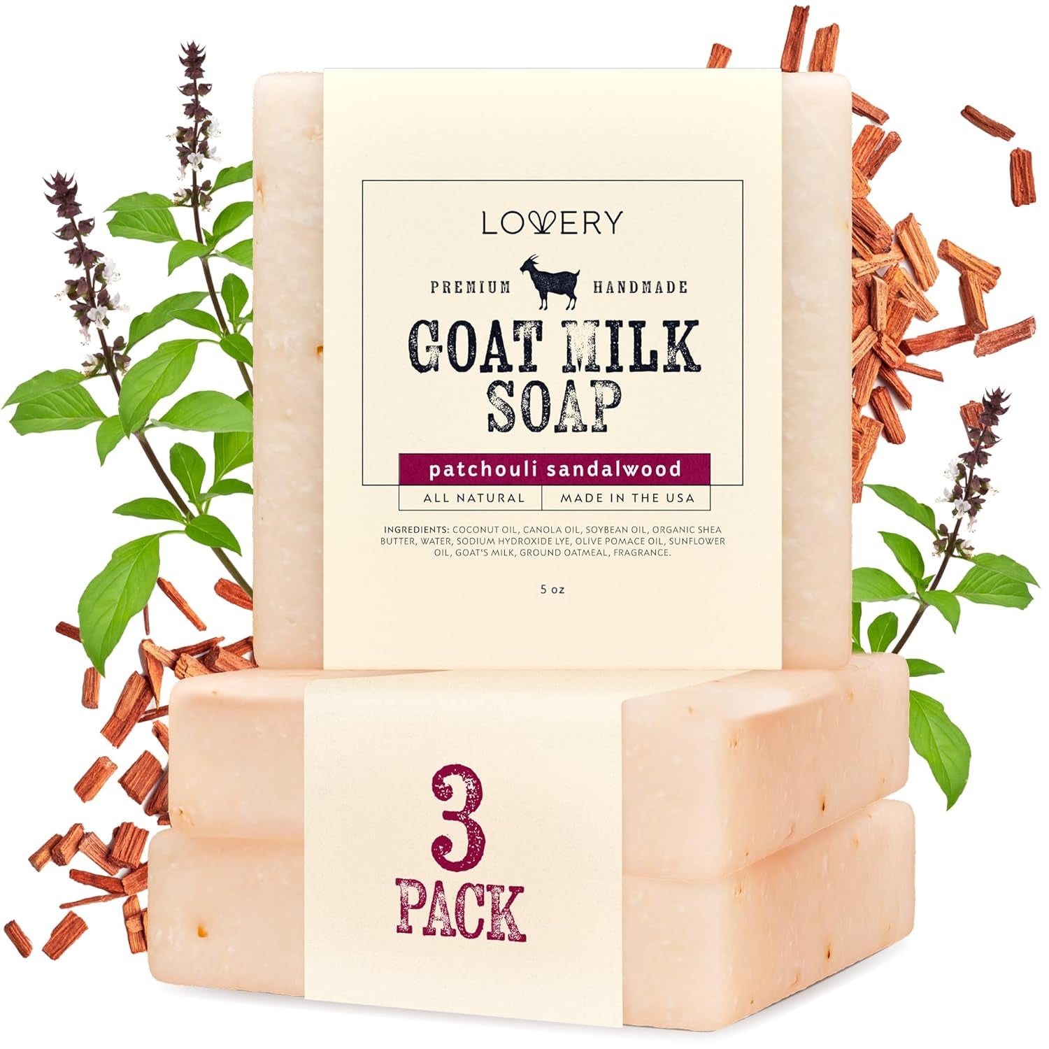 Christmas Gifts for Mom, Goat Milk Soap with Organic Shea Butter - Goats Milk Soap Bars - Oatmeal, Eucalyptus Lavender, Moroccan Vanilla, Hydrangea Rose, Patchouli Sandalwood, Natural Soap Bar, 5 Pack