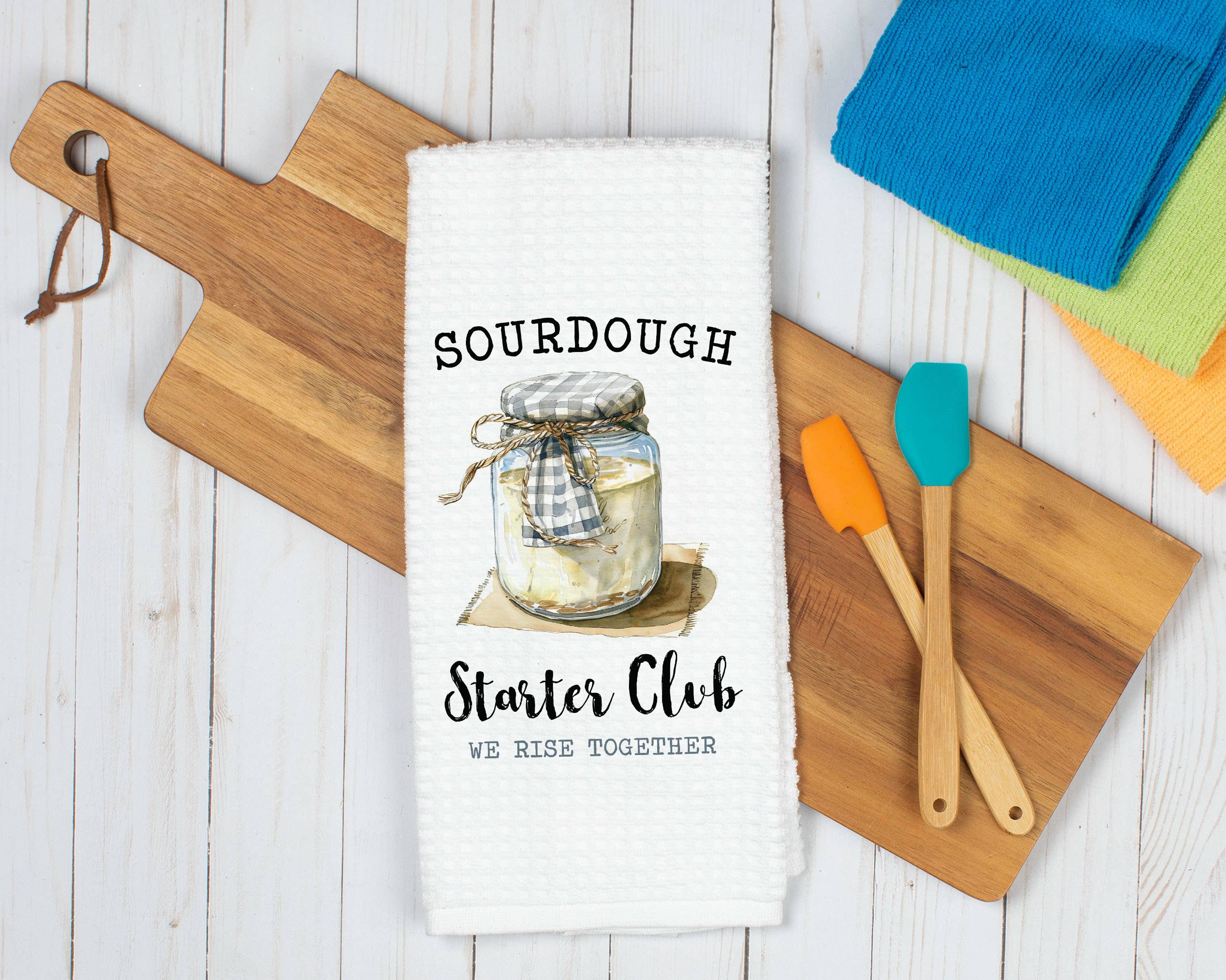 Sourdough Starter Club Kitchen Towel, Cozy Bread Baking Gift for Sourdough Lovers