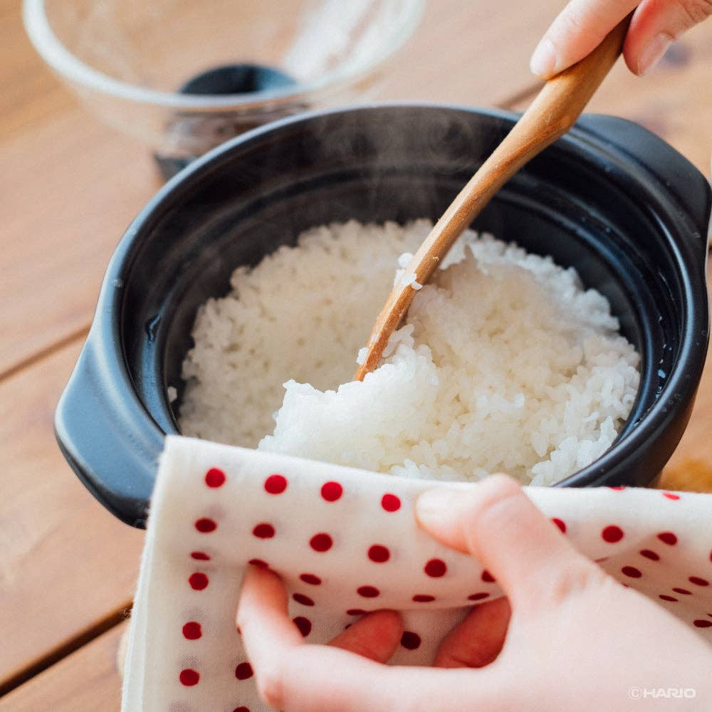 Gohan Gama Ceramic Rice Cooker with Glass Lid & Whistle, Made in Japan — Hario