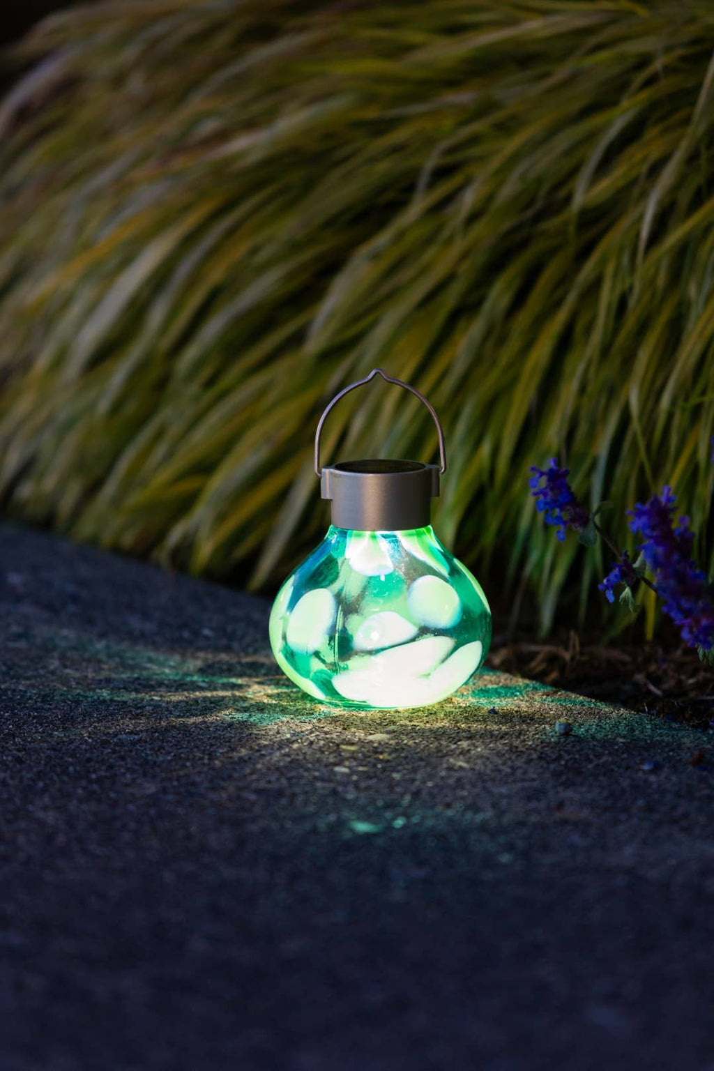 *New* Tea Lantern - 5" Hand-Blown Glass Solar Lantern - Teal