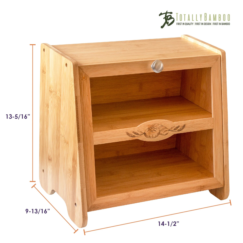 Double Layer Farmhouse Style Bamboo Bread Box with Window