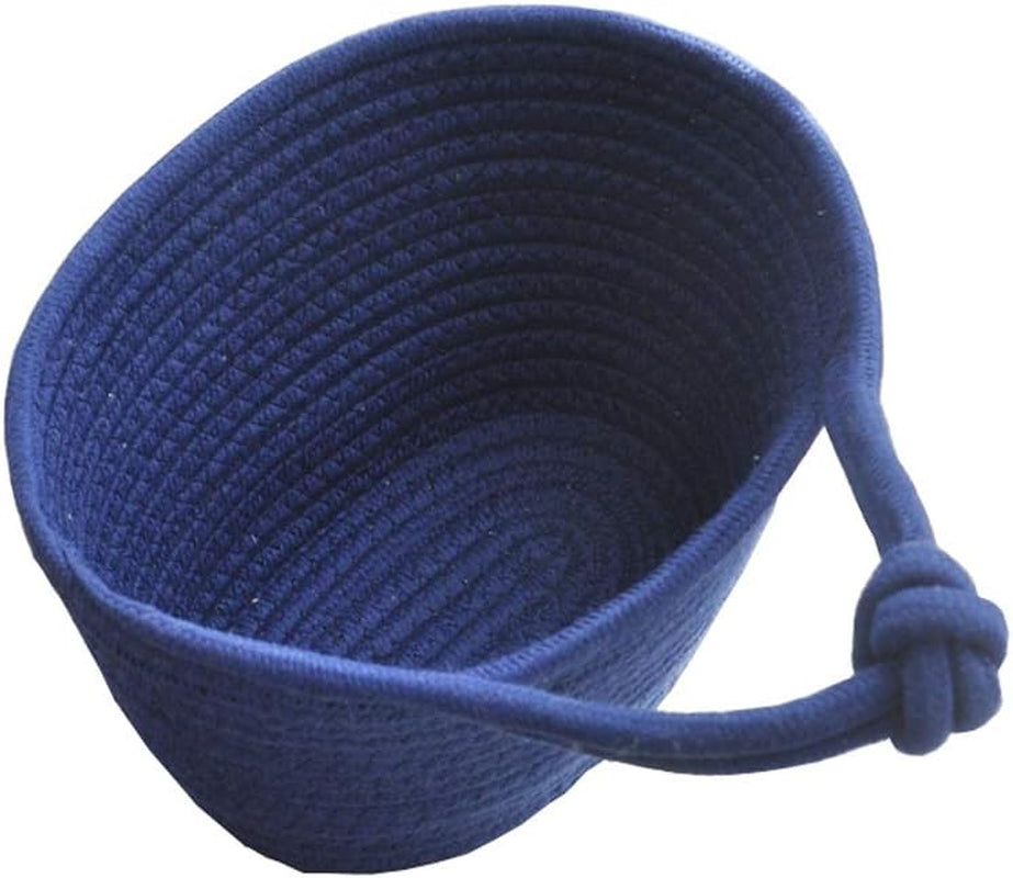 Personality Cotton Woven Fold Snacks Debris Sorting Storage Basket Hang Rope Woven Home Decor for Kids Room Decorative Perfect for Storing Small Household Items (Beige)