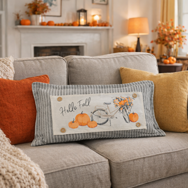 PANEL ONLY: Hello Floral Boho; Autumn VINTAGE FALL BIKE
