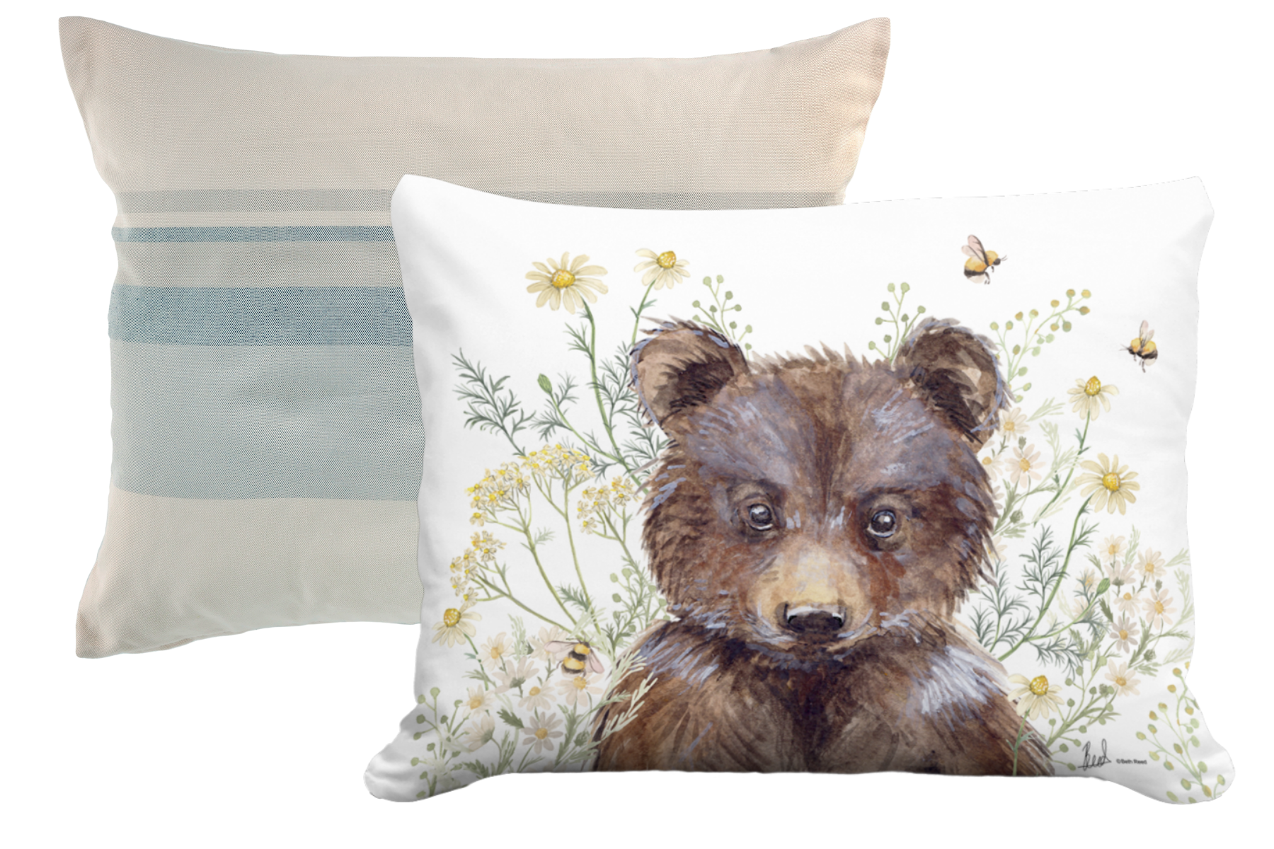 Pillow Bundle | Magnolia Stripe + Bear with Daisies & Bees (19x24") ❧♡