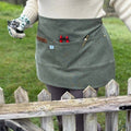 Hunter Green Waxed Canvas Half Apron with Real Leather Strap Made in USA!