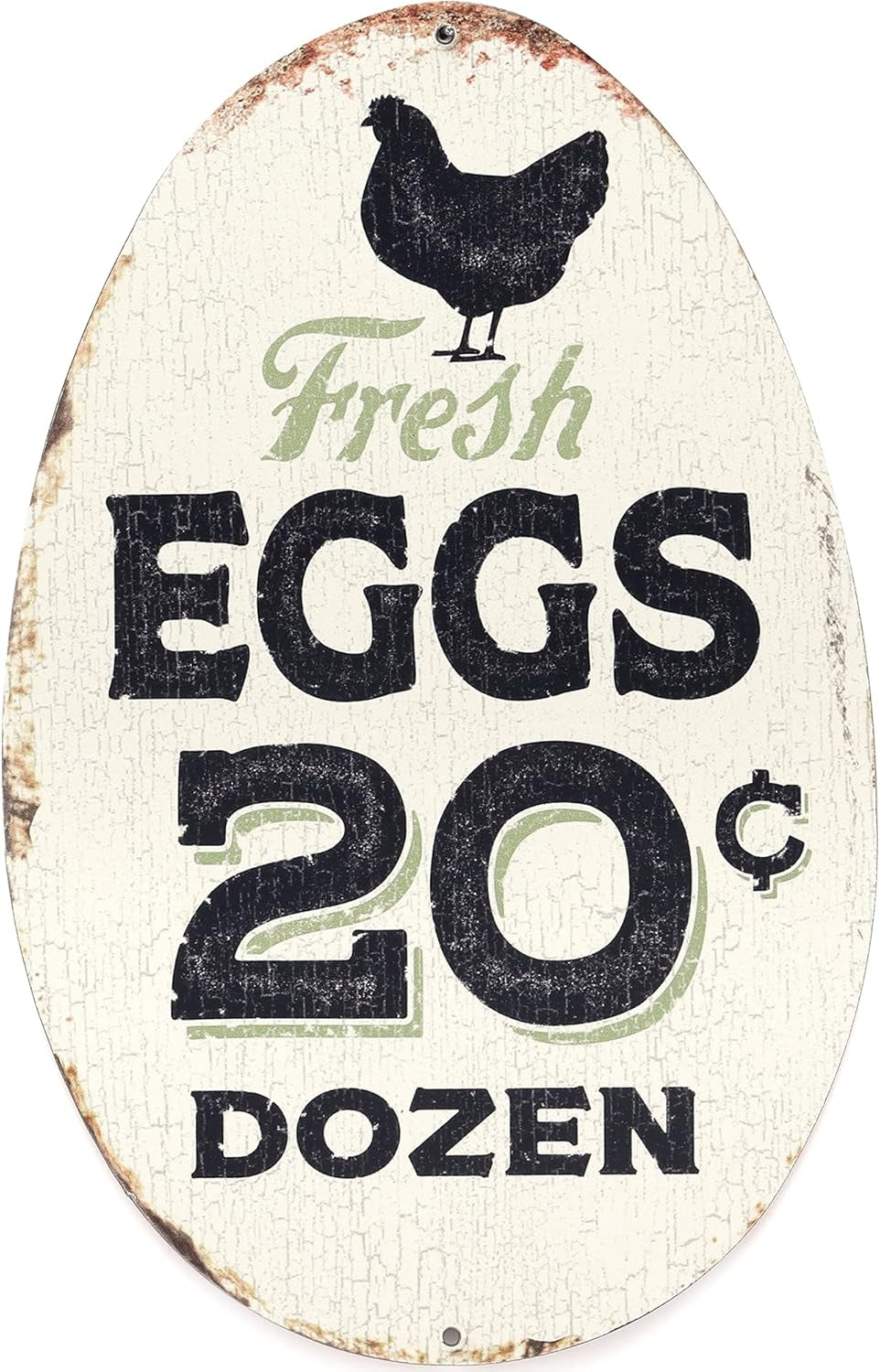 Fresh Eggs 20 Cents Metal Sign - Vintage Farmhouse Eggs Sign for Kitchen, Dining Room, or Chicken Coop