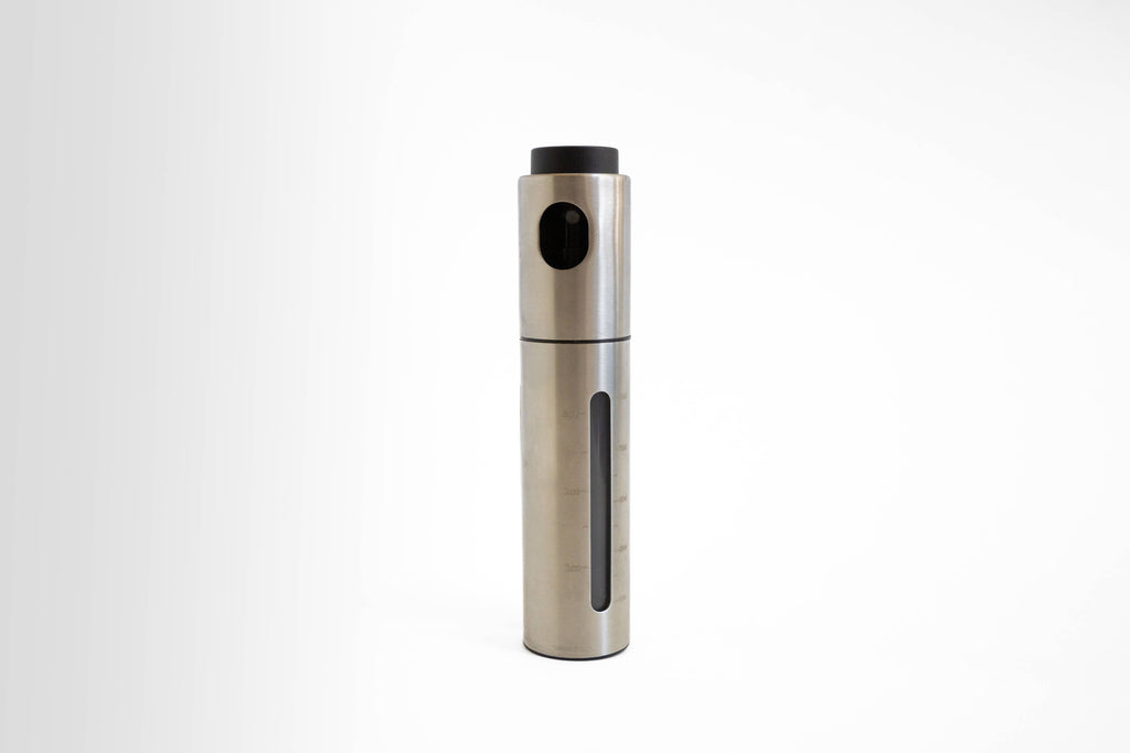 Olive Oil Spray Bottle, Stainless Steel with Window, 3-Ounce