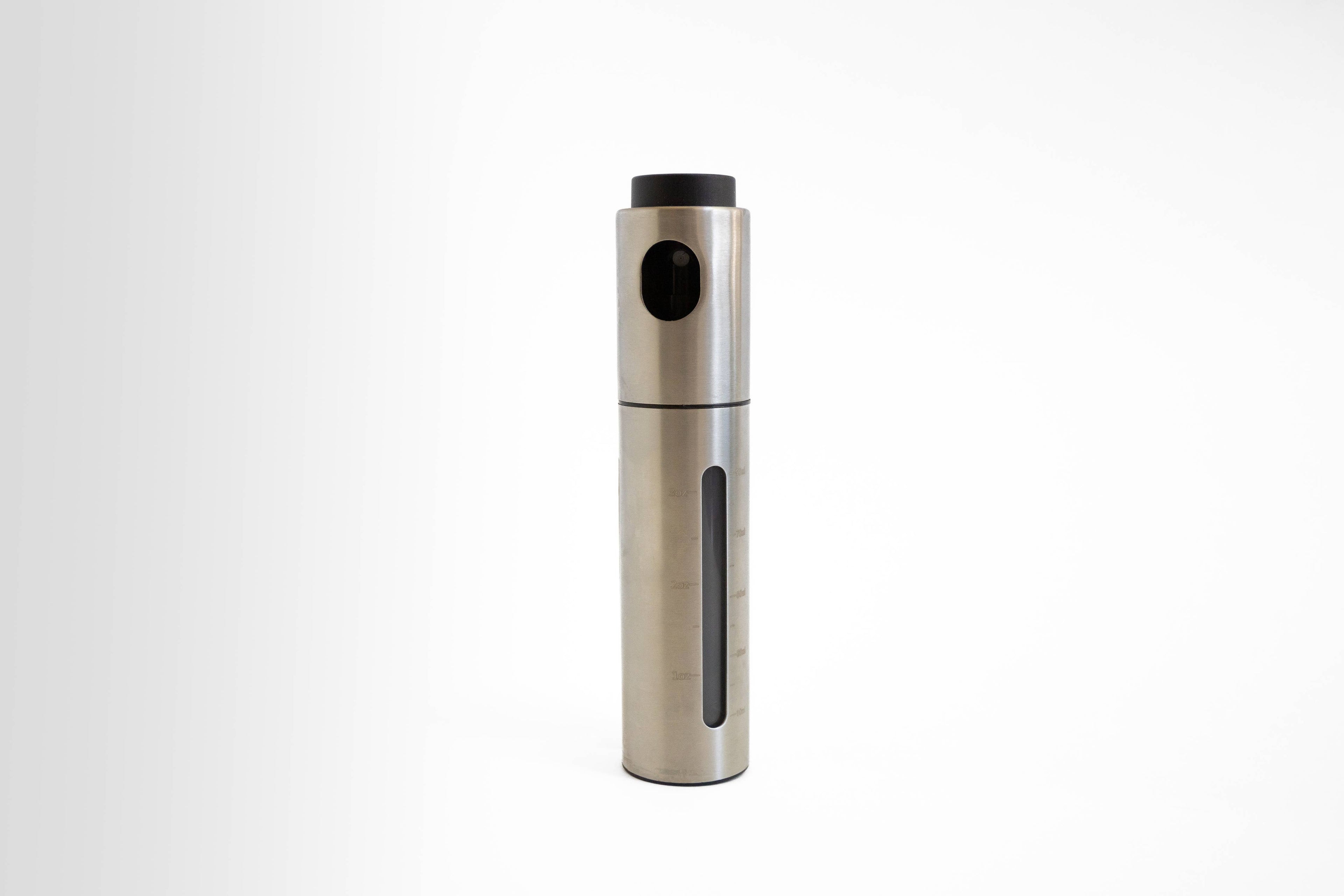 Olive Oil Spray Bottle, Stainless Steel with Window, 3-Ounce