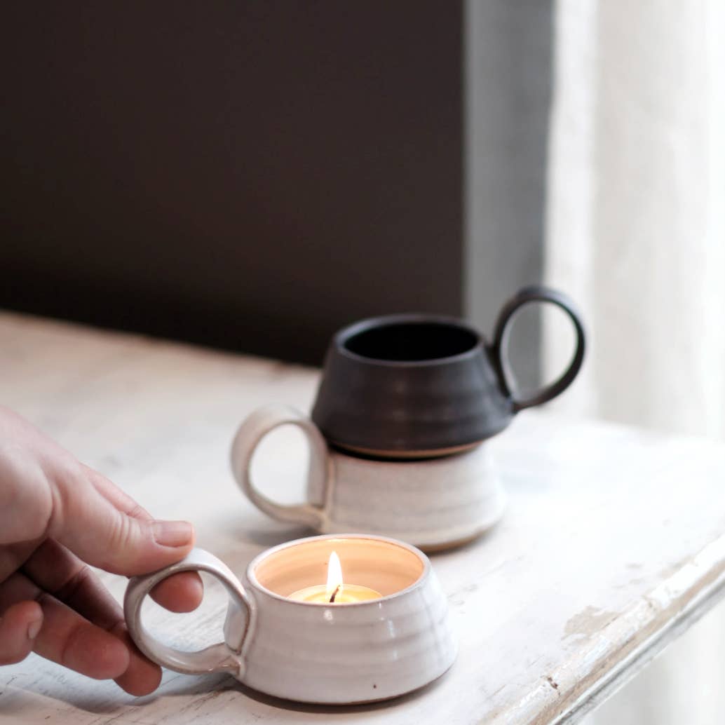 Handmade Stoneware Candle Lantern with Loop Handle "Arriving Mid-June - MADE IN USA!"