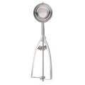 Mrs. Anderson's Baking No. 40 stainless steel cookie scoop with spring-action handle and coil spring mechanism, displayed on a white background.