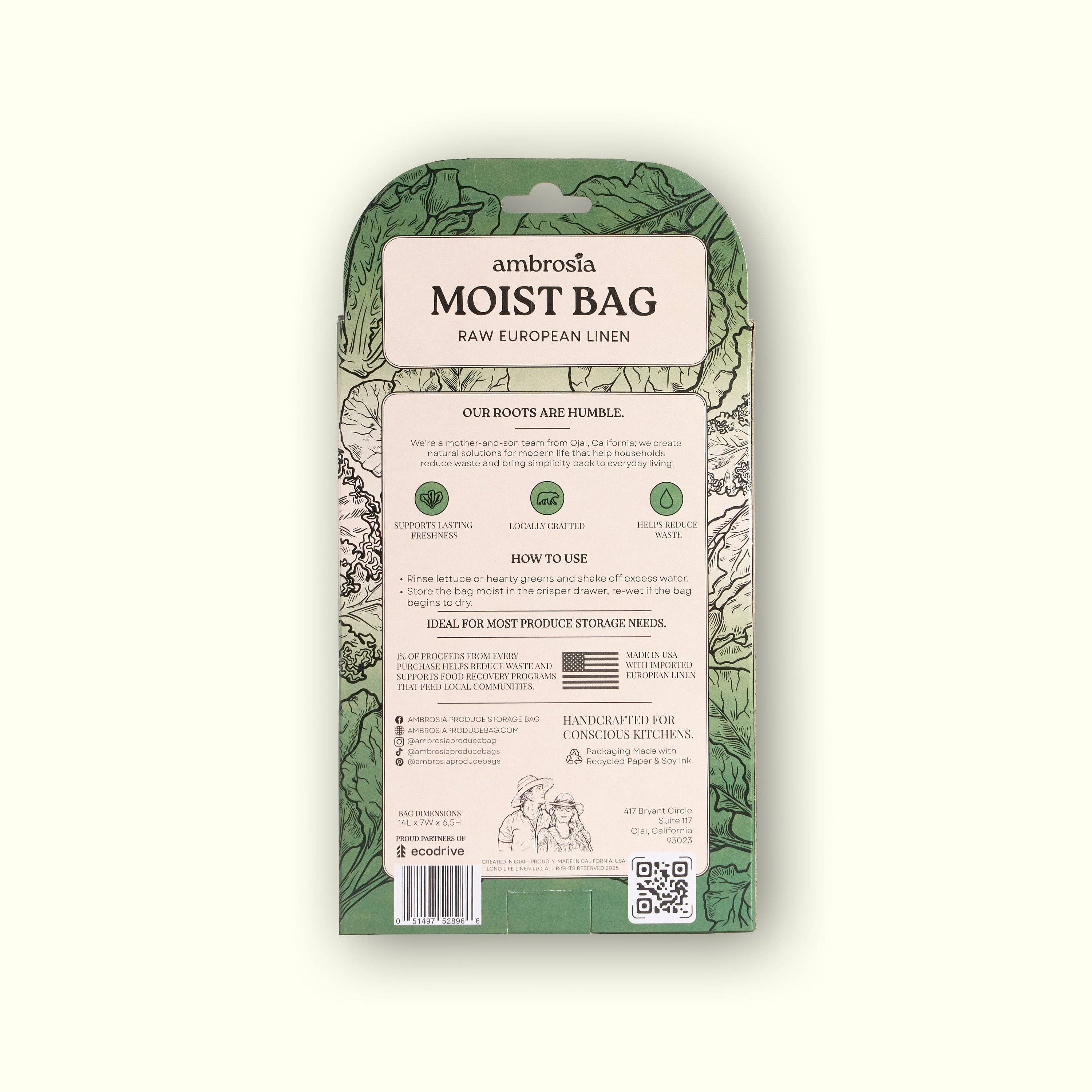XL Leafy Greens Bag | Reusable Linen Produce Storage