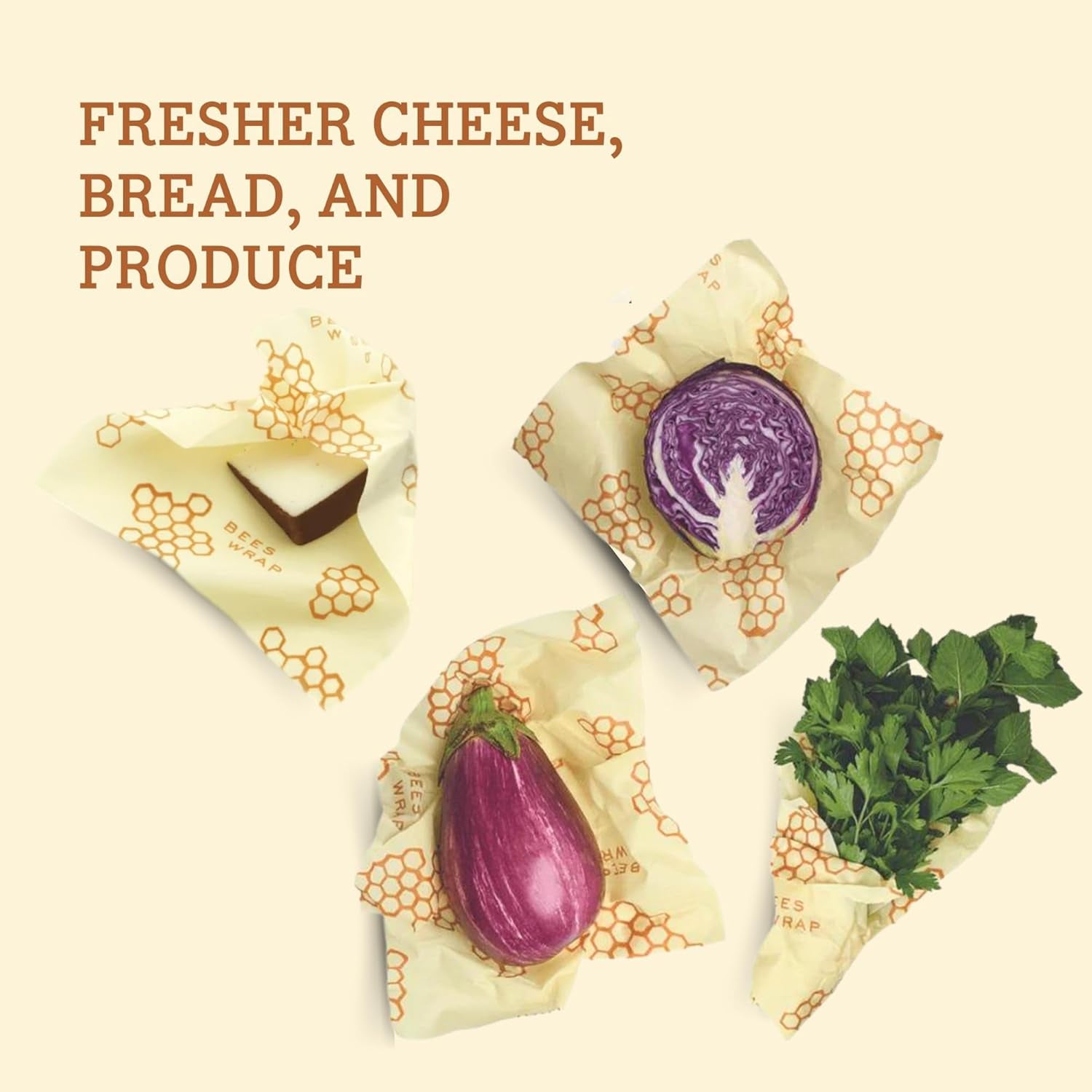 Beeswax Wraps for Food - Bread Wrap - Made in USA Reusable Bread Storage Bags - Organic & Eco-Friendly Alternative to Aluminum Foil, Sourdough Bags & Plastic Wrap, Honeycomb