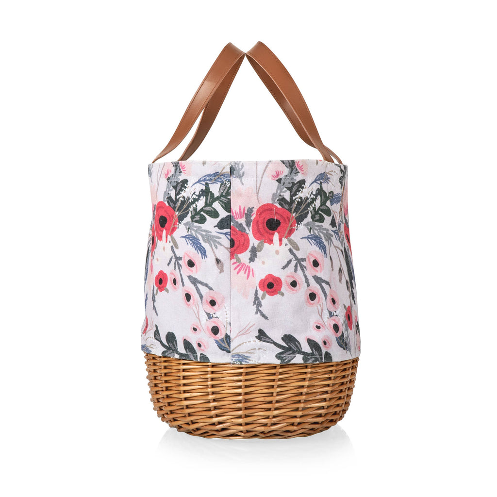 Picnic Time Promenade Picnic Tote for Two | Woven Willow Basket with Wine Glasses & Tableware