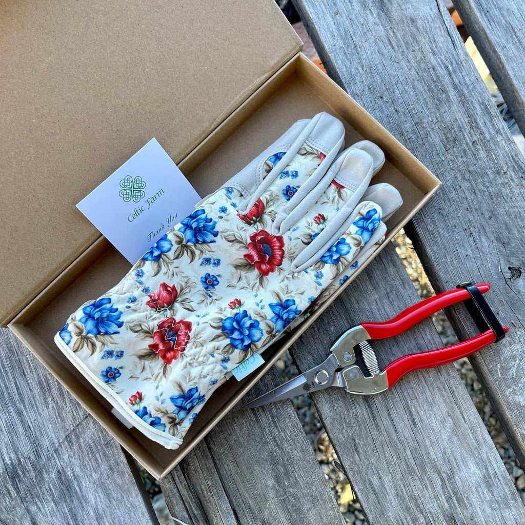 Garden Gift Box with Floral Gloves & Needle Snips, Ready-to-Gift Spring Garden Set
