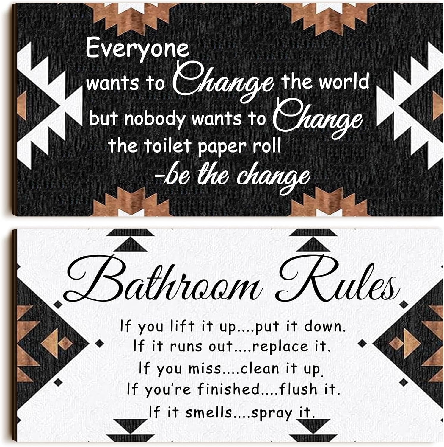 2 Pieces Funny Bathroom Signs Bathroom Wall Decor Toilet Wall Accessories Farmhouse Toilet Rustic Wooden Signs(Elegant Style)