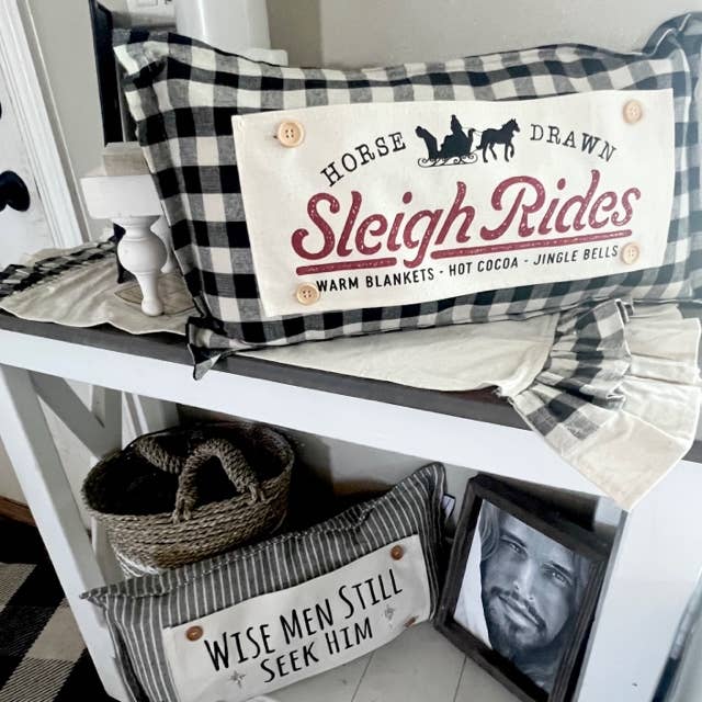 PANEL ONLY: Christmas Winter Santa Horse Draw SLEIGH RIDE