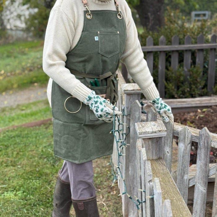 Gardening Apron, Waxed Canvas Apron with Pockets