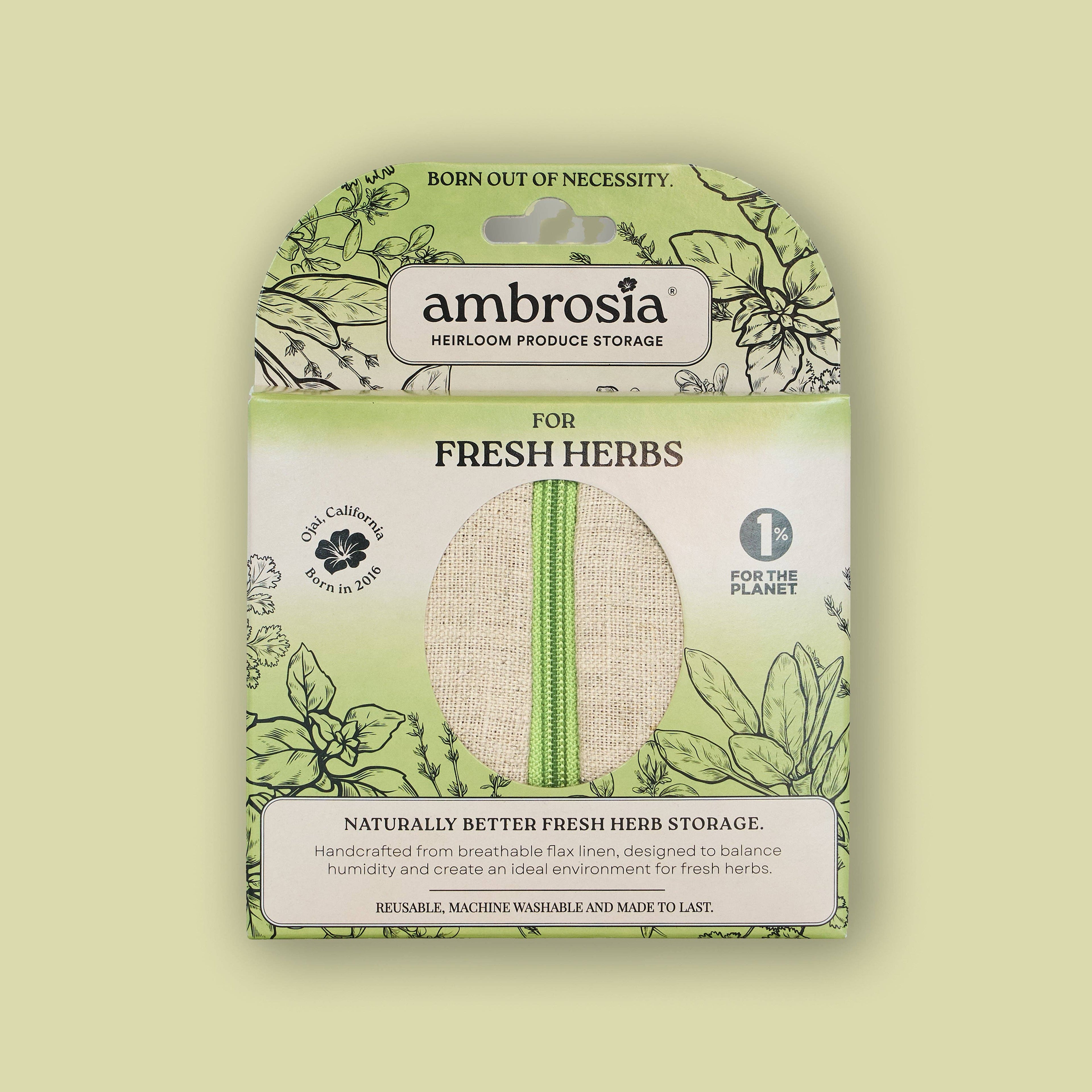 Reusable Linen Fresh Herb Storage Bag — Ambrosia Bag