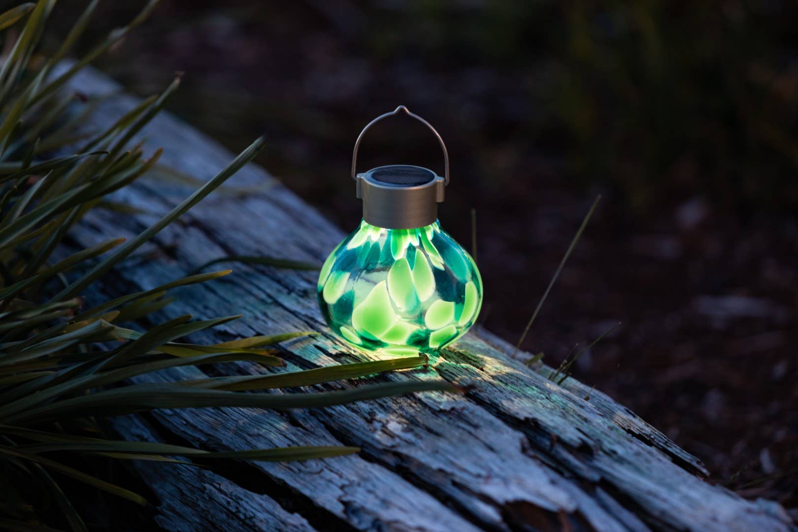 *New* Tea Lantern - 5" Hand-Blown Glass Solar Lantern - Teal