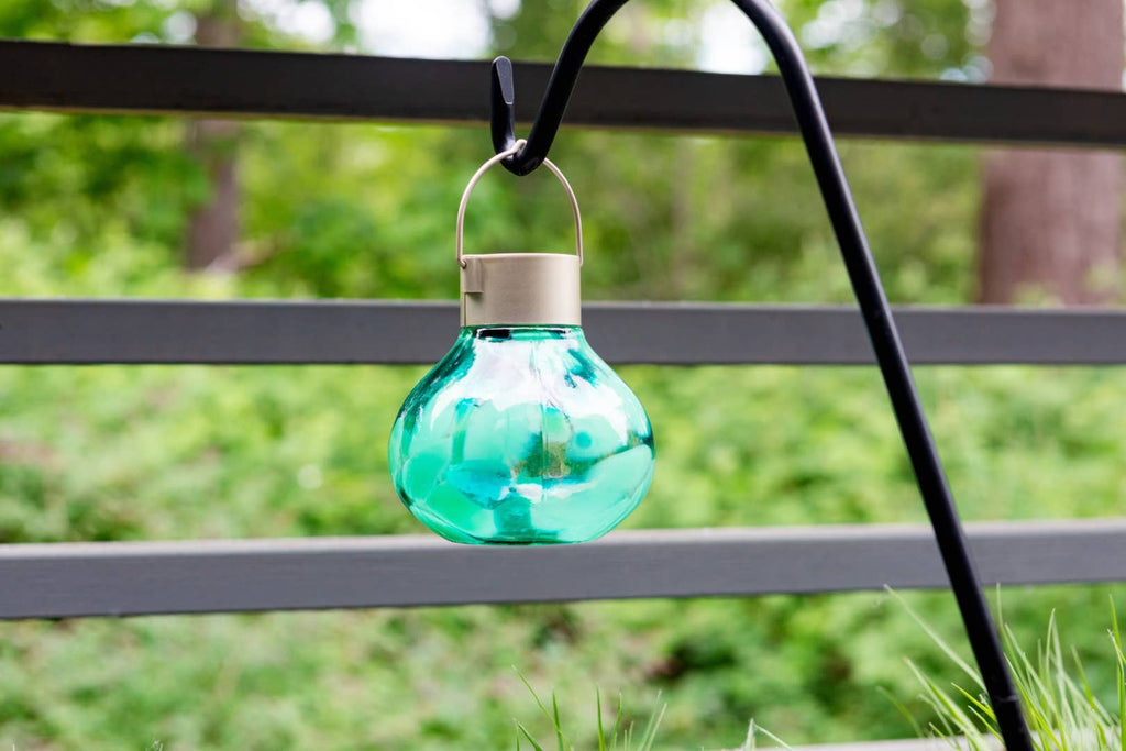 *New* Tea Lantern - 5" Hand-Blown Glass Solar Lantern - Teal
