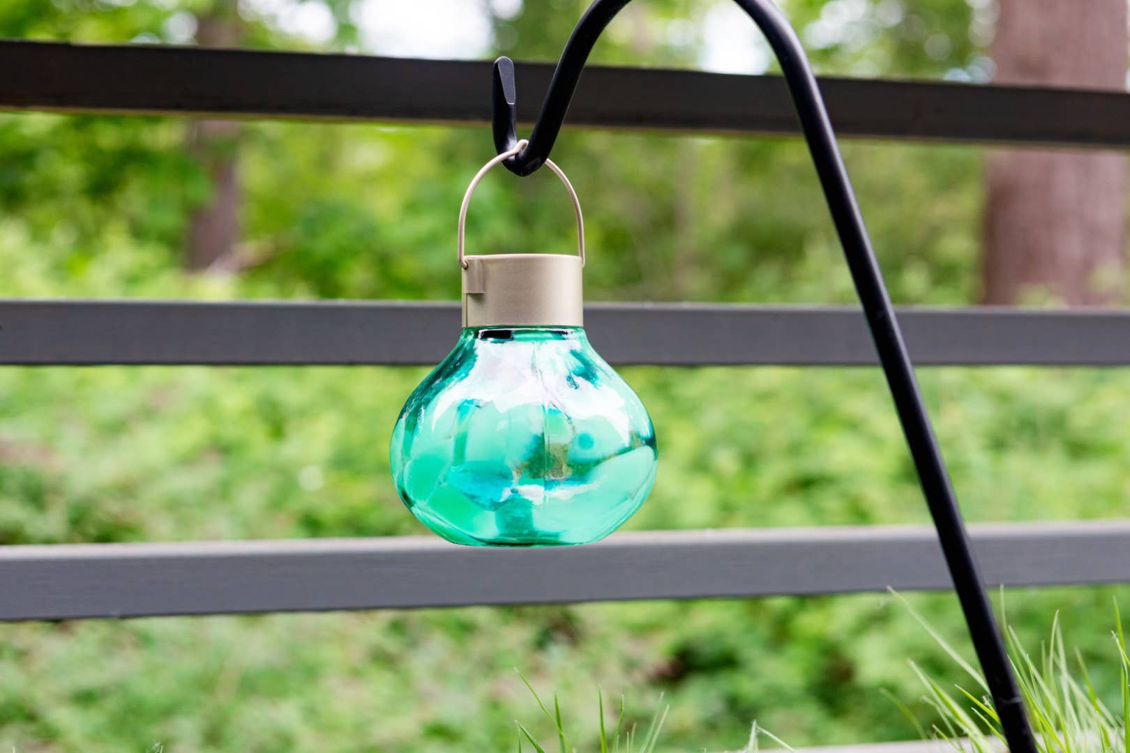 *New* Tea Lantern - 5" Hand-Blown Glass Solar Lantern - Teal